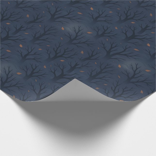 Papier Cadeau Modern Spooky Trees Halloween Seasonal Gift Wrap (Coin)