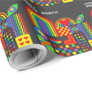 Papier Cadeau Moderne Abstrait Géométrique Mois Fierté Arc-en-ci