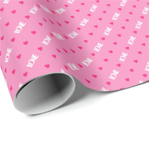 Papier Cadeau Moderne Blush rose Coeur & Love Typographie Cadeau