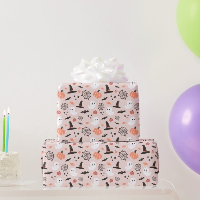 Papier Cadeau Moderne Cute Éffrayant Halloween Anniversaire (Cadeaux de fête)