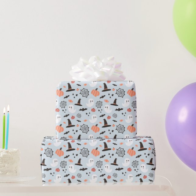 Papier Cadeau Moderne Cute Éffrayant Halloween Blue Boy Annivers (Cadeaux de fête)