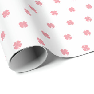 Papier Cadeau Moderne Elegant Festif rose Lucky Motif Clover
