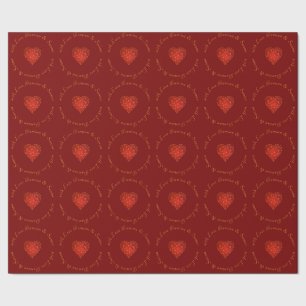 Papier Cadeau Moderne et de luxe or rouge coeur géométrique amou