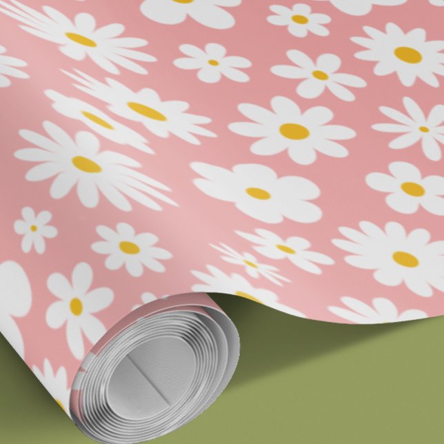 Papier Cadeau Moderne Flat Graphic Daisy Rose N'Importe Quelle O (Créateur téléchargé)