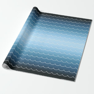Papier Cadeau Moderne Motif vague dégradé bleu