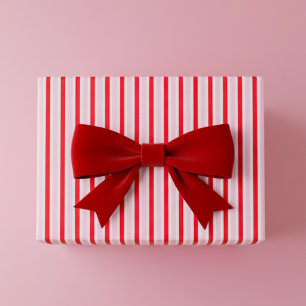 Papier Cadeau Moderne Noël rayures rose rouge