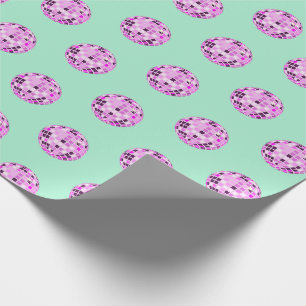 Papier Cadeau Moderne Pink Purple Disco Ball Motif Monnaie magiq