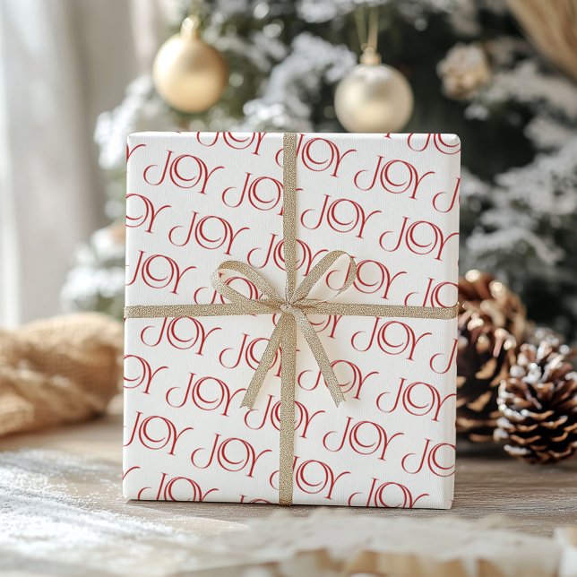 Papier Cadeau Moderne Red Joy Noël Motif de vacances (Créateur téléchargé)