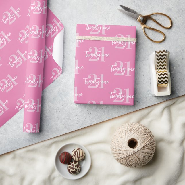 Papier Cadeau Moderne rose élégant 21e anniversaire (Artisanat)