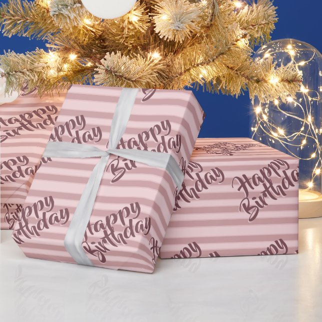 Papier Cadeau Moderne rose Rose Gold Joyeux anniversaire (Vacances)