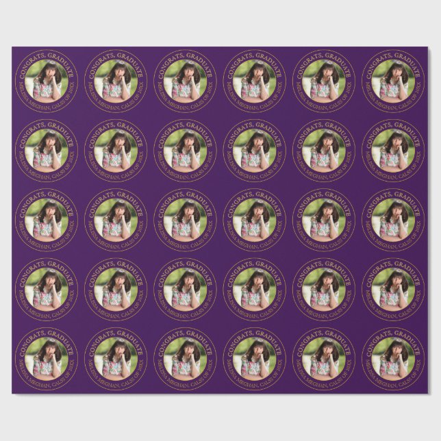 Papier Cadeau Moderne Simple Typographie Or Grad Party Photo (Plat)