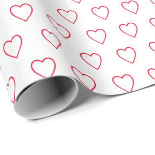 Papier Cadeau Moderne simple Valentine Red Hearts Motif