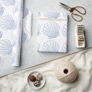 Papier Cadeau Moderne Sous L'Océan Vous Bientôt Bleu Baby Shower