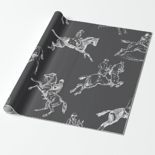 Papier Cadeau Moderne Style Gris Blanc Horseback Toile