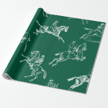 Moderne Style Vert Blanc Horseback Toile