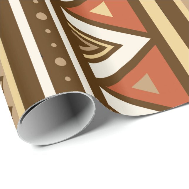 Papier Cadeau Moderne Sud-Ouest Géométrique, Brown, Tan & Rust (Coin rond)