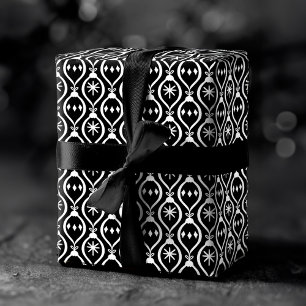 Papier Cadeau Moderne tendance Retro Black Holiday Ornament Moti