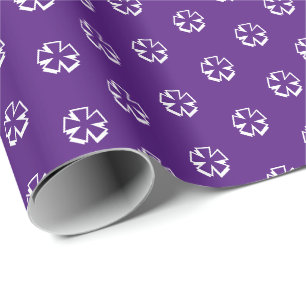Papier Cadeau Moderne violet blanc étoiles Snowflakes Fleurs cad