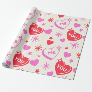Papier Cadeau Moi et toi, Coeurs romantiques Envelopper du papie