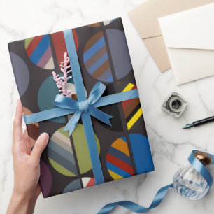 Papier Cadeau Moitié ovale rayée de la Masculine