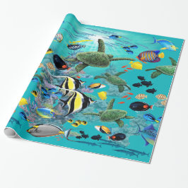 Papier Cadeau Molokini Cove Hawaiian Tropical Fish Sea Turtle