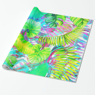 Papier Cadeau Mon aloha jardin coloré abstrait de feuillage