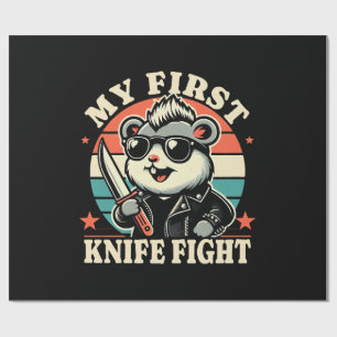 Papier Cadeau Mon premier combat de couteau - Hamster Cool