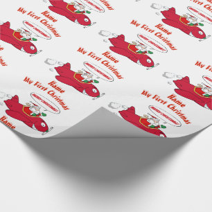 Papier Cadeau MON PREMIER ENVELOPPEMENT DE Noël Père Noël Plane 