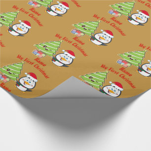 Papier Cadeau Mon premier pingouin de Noël GIFTWRAP Personnalisé