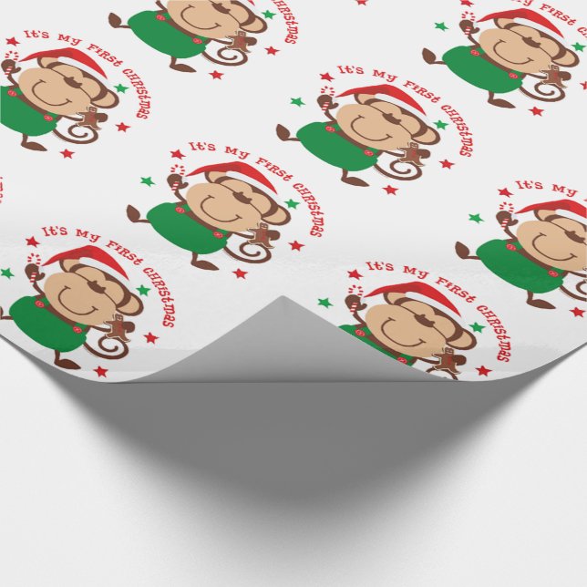 Papier Cadeau Mon premier singe Père Noël de Noël (Coin)