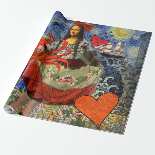 Papier Cadeau Mona Lisa Fun Zodiaque Fantaisiste  (Déroulé)