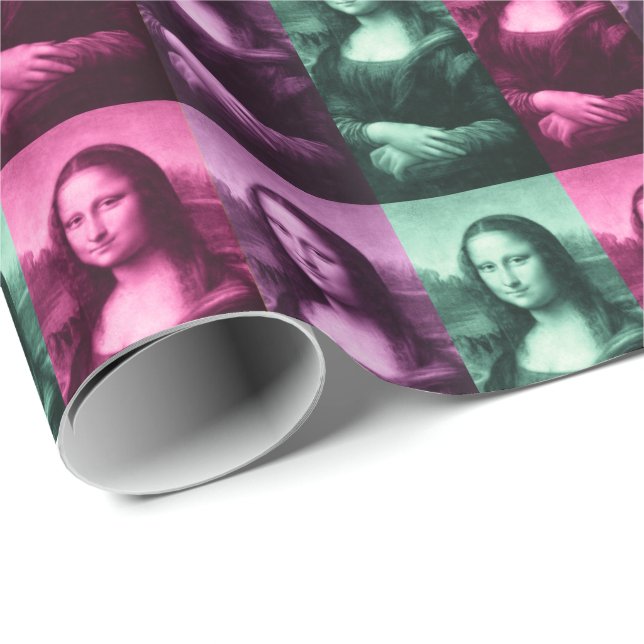 Papier Cadeau Mona Lisa Rose vert violet (Coin rond)
