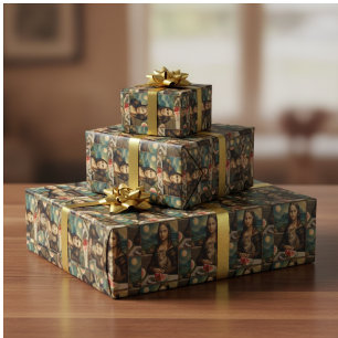 Papier Cadeau Mona Lisa & son chat - Vibes d'été \