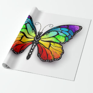 Papier Cadeau Monarque papillon arc-en-ciel