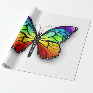 Papier Cadeau Monarque papillon arc-en-ciel