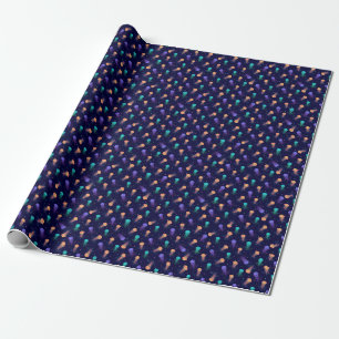 Papier Cadeau Monde de méduses sous-marines : motif lumineux.