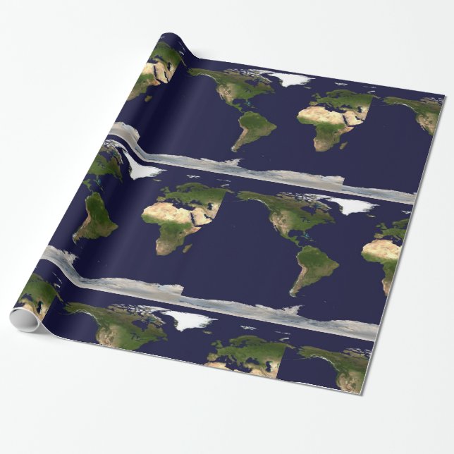 Papier Cadeau Monde entier - Planète Terre (Déroulé)