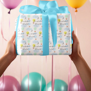 Papier Cadeau Monde Onederful Ballon à Air Chaud 1er Anniversair