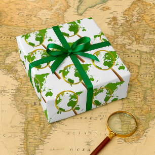Papier Cadeau Monde vert