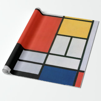 Papier Cadeau Mondrial Composition Rouge Jaune Bleu Noir