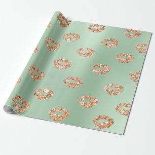Papier Cadeau Monnaie métallique vert Tiffany Rose 3D or cuivre