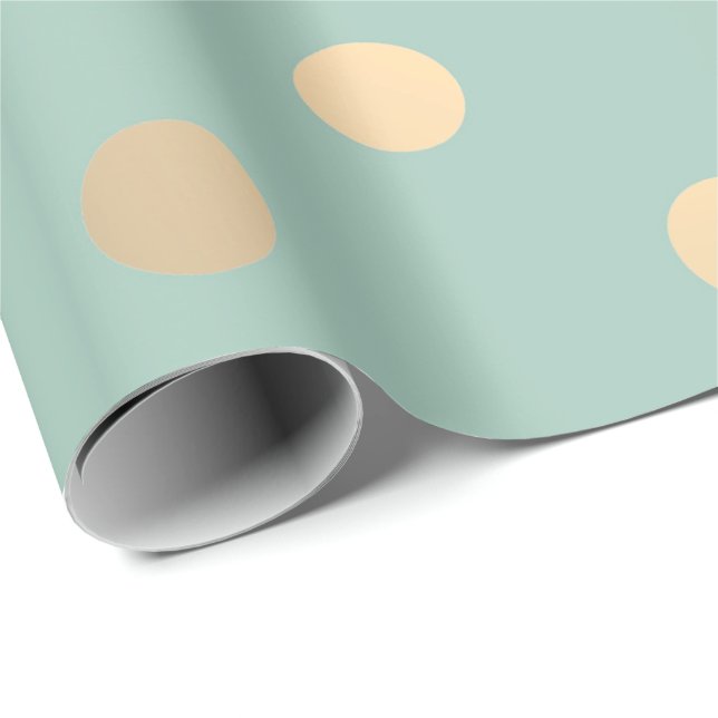 Papier Cadeau Monnaie pois Green Pastel Foxier Gold Ivory (Coin rond)