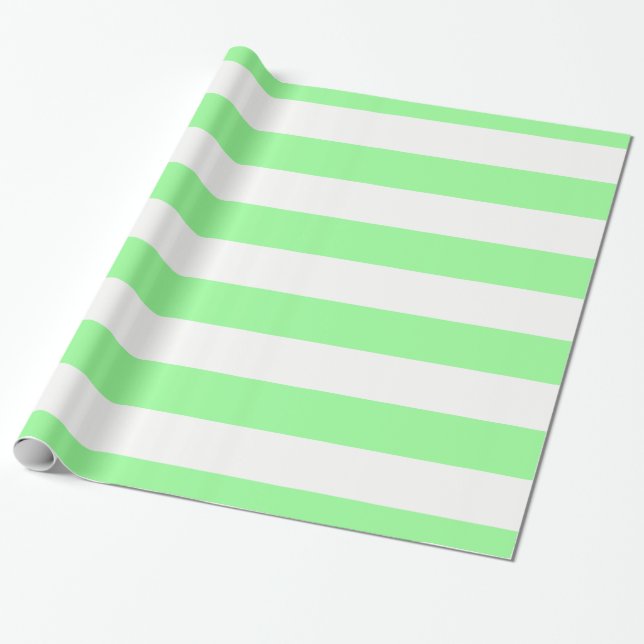 Papier Cadeau Monnaie verte et blanche Énorme Motif à rayures (Déroulé)