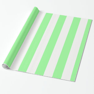 Papier Cadeau Monnaie verte et blanche Énorme Motif à rayures