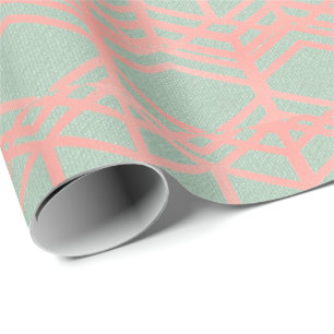 Papier Cadeau Monnaie verte Pastel rose pâle Géométrique