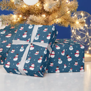 PAPIER CADEAU MONOGRAME DE SNOWMAN D'HIVER CHRÉTIEN