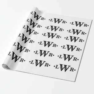 Papier Cadeau Monogramme à trois lettres personnalisé Élégant no