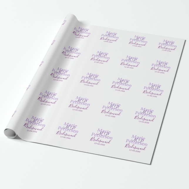 Papier Cadeau Monogramme ajouter le nom lettre demoiselles maria (Déroulé)