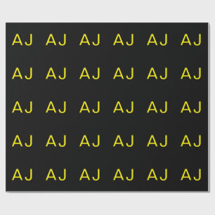 Papier Cadeau Monogramme Attrayant Jaune Noir Minimaliste Modern