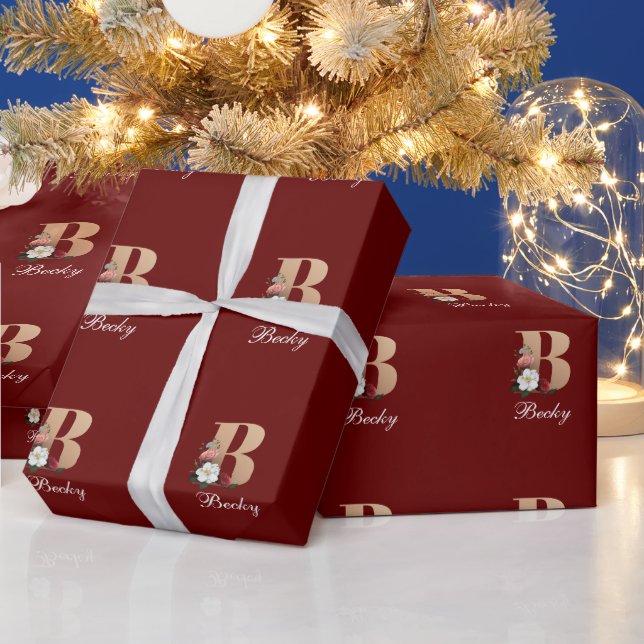 Papier Cadeau Monogramme B, joli modèle floral, (Vacances)